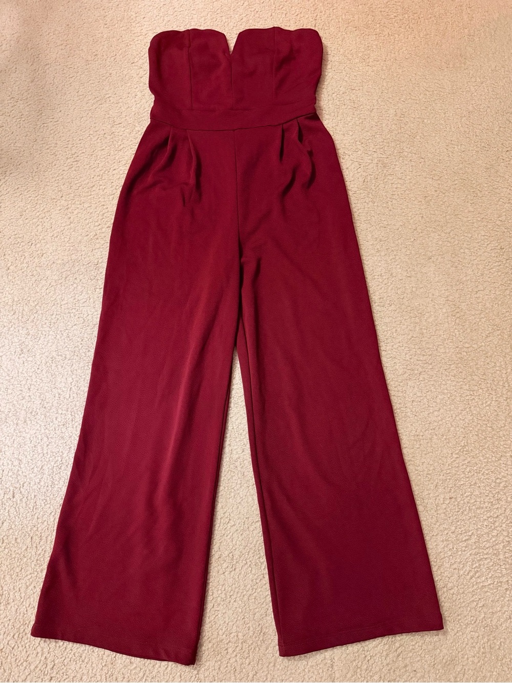Strapless Wide-Leg Jumpsuit in Wine